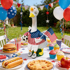 Soccer Porch Goose Outfits, Football Geese Duck Statues Clothes Art Decor