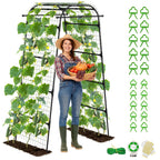 Heavy Duty Garden Arch Trellis for Climbing Plants, 20mm Thick Rustproof Metal Frame, Easy Assembly No Tools, 7.2ft Tall Vine Support with Netting & Gloves for Cucumbers Beans Roses
