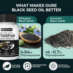 TUVAAZ PURELYNUTRIENT Ethiopian Black Seed Oil Capsules with 4.64% Thymoquinone, Immune Support & Digestion & Energy Booster, Non-GMO, Gluten-Free, 60 Count