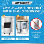ACTIVE Ice Machine Cleaner Maker Descaler - 32 fl oz (8 Uses) Nickel Safe Ice Maker Cleaner Solution - Compatible with Whirlpool 4396808, Scotsman,Manitowoc,Hoshizaki, GE Opal Cleaning Kit - USA Made