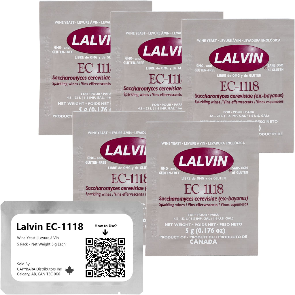 5x Lalvin EC-1118 Champagne Yeast 5g Sachet