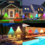 TECKNET Solar Fence Lights Outdoor 12 Pack, Warm White & 6 Colors & RGB, IP66 Waterproof LED Deck Light, Dusk to Dawn Fence Lights Solar for Wall, Railing, Step, Patio, Pool, Backyard, Outside