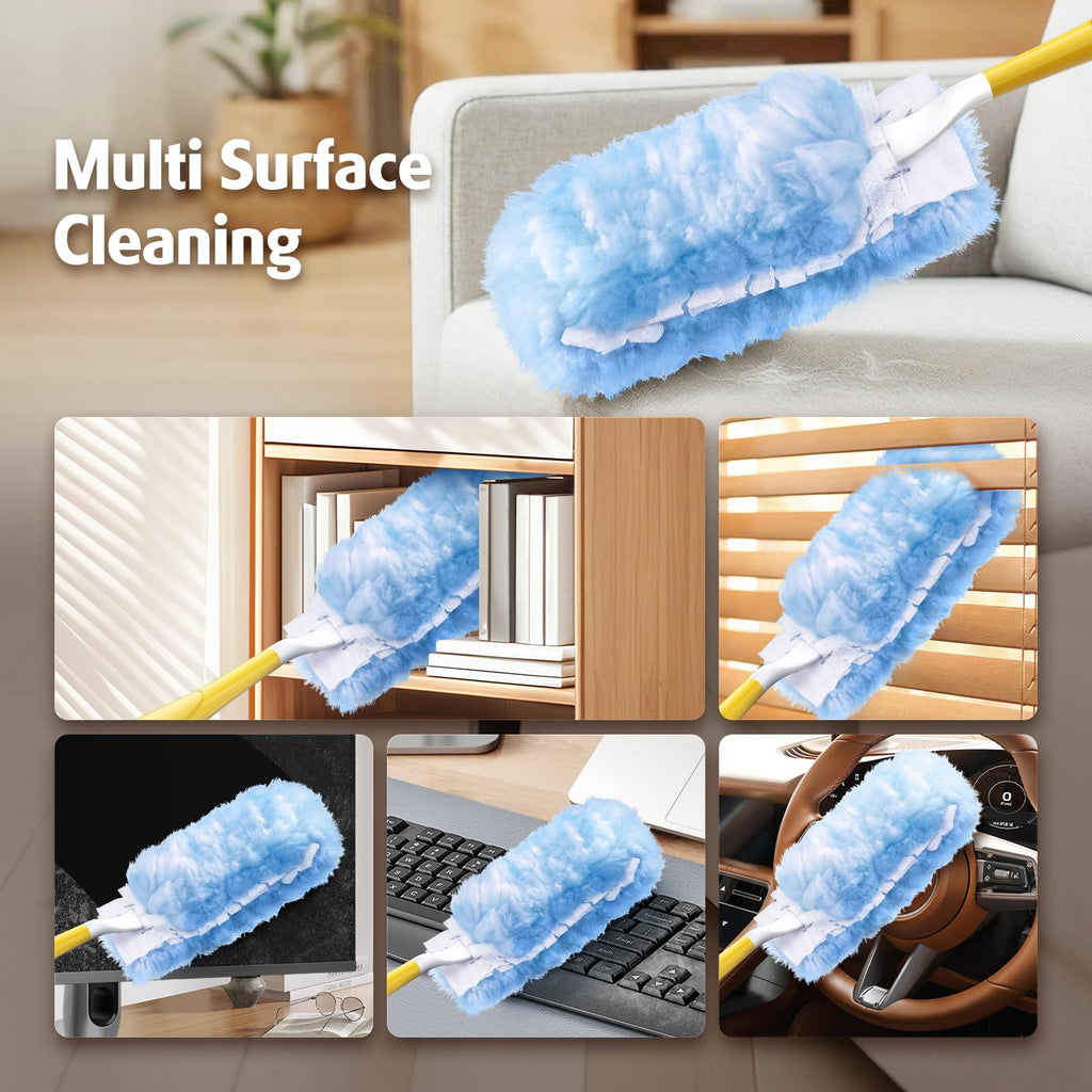 Duster Refill for Swiffer Duster, 50 Count Heavy Duty 2 Side 360° Duster Refills, 6X Microfibers, Disposable Multi Surface Dusters for Cleaning (Not Include Handle)