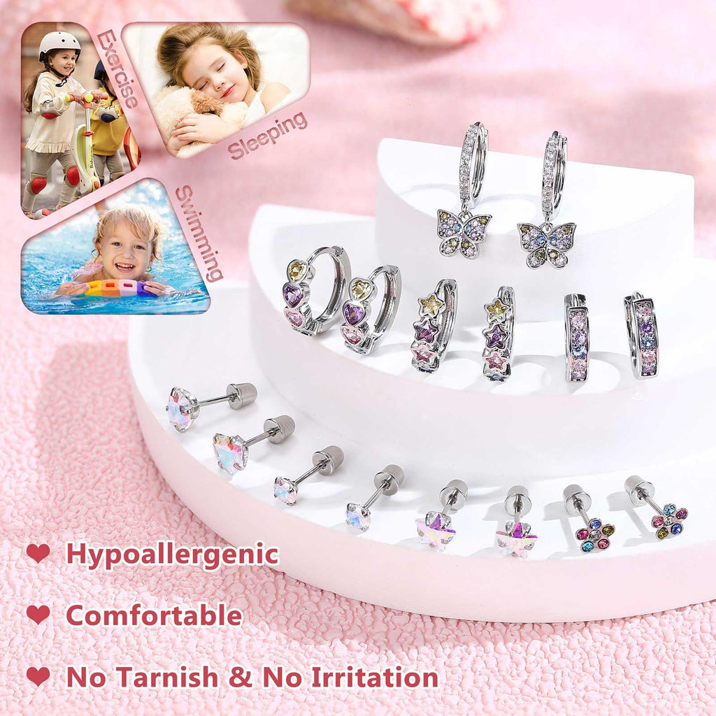 Jstyle Hypoallergenic Earrings for Girls Women Flat Back Earring Multicolor
