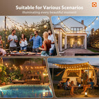 addlon 198FT(192+6) Solar String Lights Outdoor Waterproof, 96+8 LED Shatterproof Bulbs with Remote, Dimmable Brightness & 3 Modes, Solar Powered Patio Lights for Garden,Deck,Backyard,Wedding,Camping