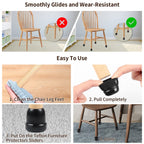 Ezprotekt 24 Pcs Chair Sliders for Carpet, Chair Glides for Carpet, Round Carpet Teflon Furniture Pads, Bar Stool Leg Protectors Caps, Furniture Sliders for Table, Chair (L Fit: 1-1/10" to 1-3/10")