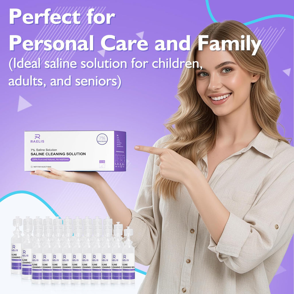 7% Saline Solution for Various Household Uses, 300ml (10.56 FL OZ), 5ml Each, 60Pack