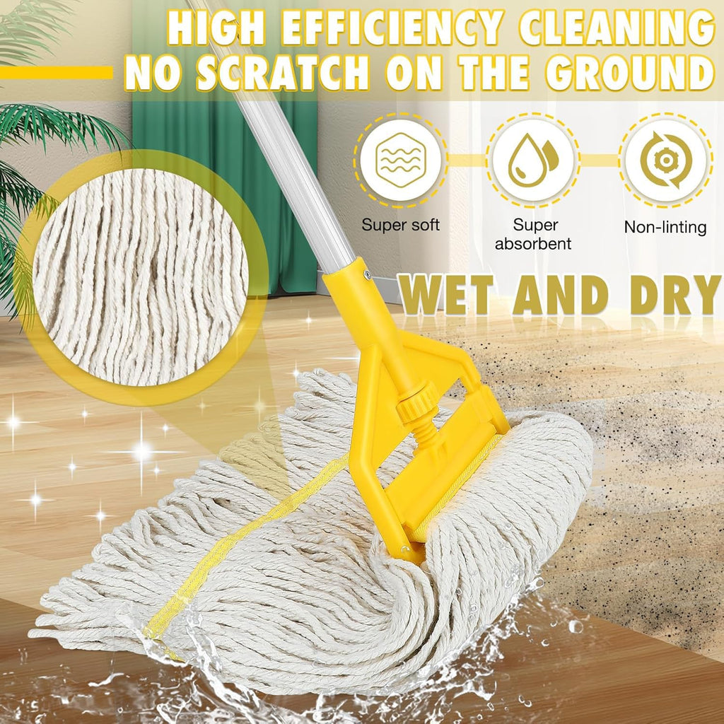 VOUBIEN Commercial Industrial Mop Heavy Duty with 3 Replacement Head