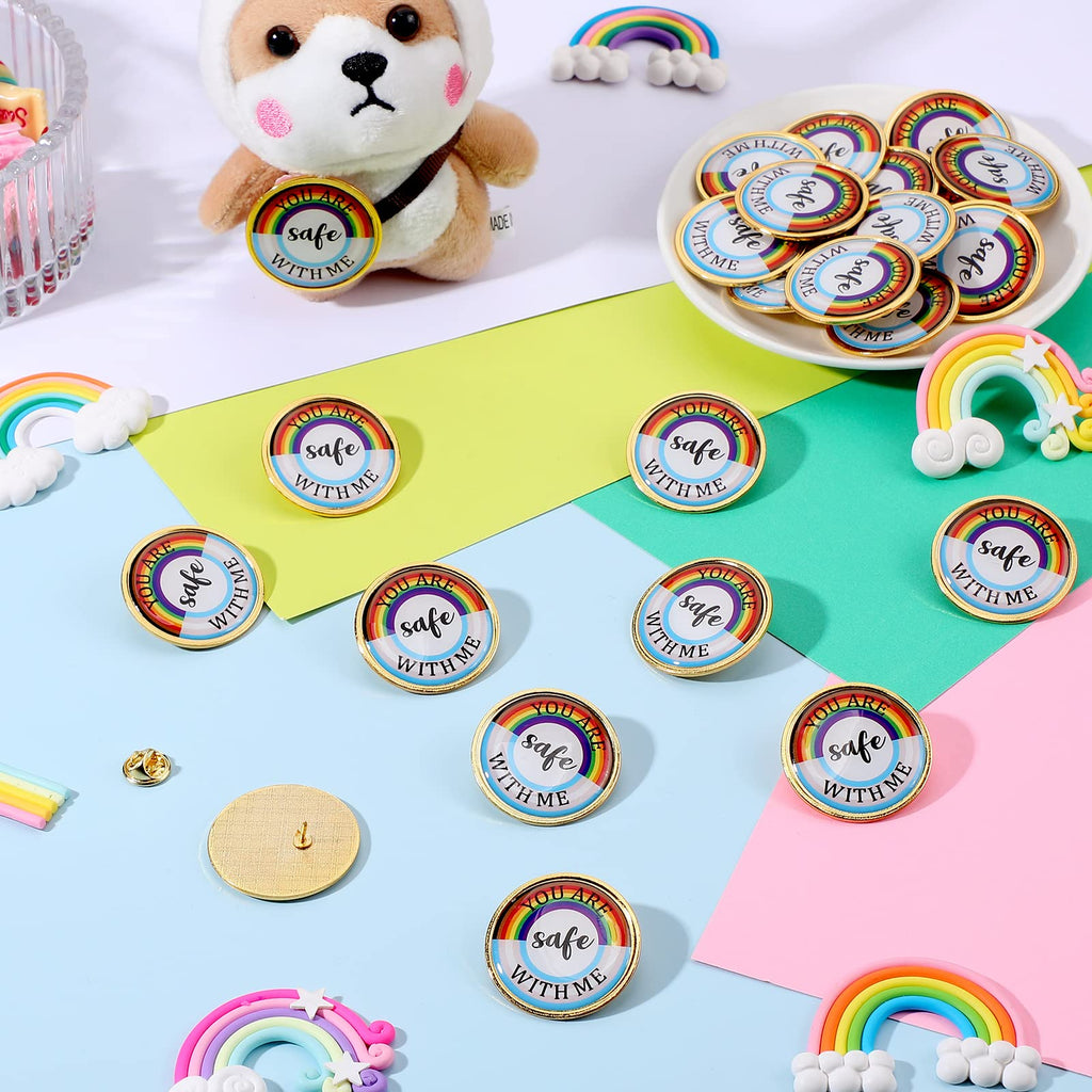 Junkin You Are Safe with Me Enamel Pins Rainbow Lapel Pride Pins Lgbtq Supports Badge Pride Accessories Cute Brooch(200 Pcs)