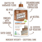 Quick Shine Hardwood Floor Luster-Polish 27oz-2pk | Plant-Derived w/Carnauba | Safer Choice, No PFAS, pH Neutral | Ready to Use Formula w/Anti-Slip Technology | Simply Squirt & Spread | Made in USA