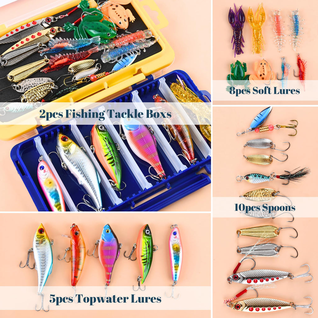 Fishing Advent Calendar 2026 for Men - Fishing Lures Kit with Tackle Box Advent Calendar for Fisher Teen Boys - 2026 Xmas Holiday Surprise Gift for 24 Days Christmas Countdown