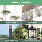 Ticway 80 Pcs Outdoor Hooks for String Lights,Screw Hooks for Hanging Plants,Ceiling Hooks with Safety Buckle,Square Hanger for Wind Chimes,Bird Feeder,Lanterns,Christmas Decorations Gold