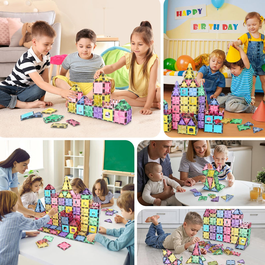BBMVP Magnetic Building Tiles 120 PCS Magnets Stacking Kids Toys STEM Sensory Games Educational Construction Toys Christmas Toy Gift for Boys and Girls 3 4 5 6 7 8 9+Year Old