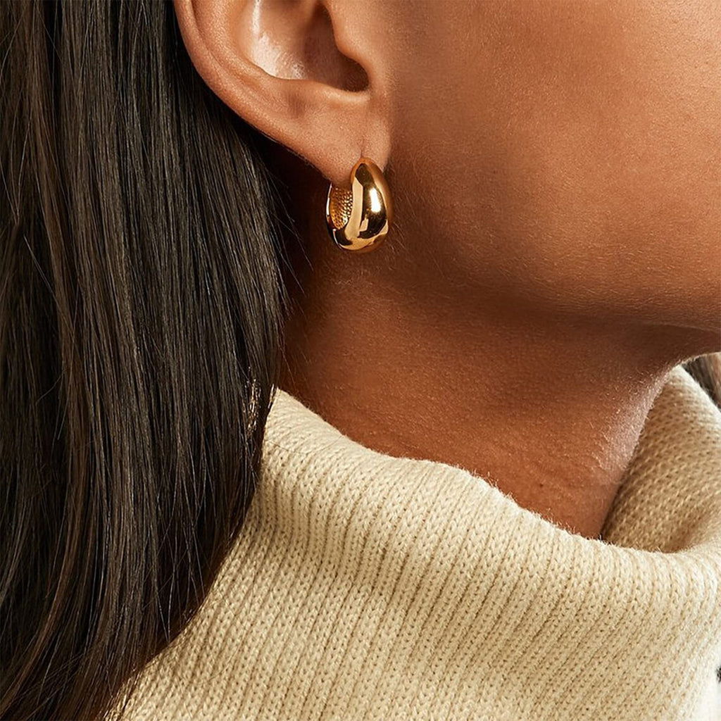 KISSPAT 14K Gold Plated Small Chunky Huggie Hoop Earrings for Women