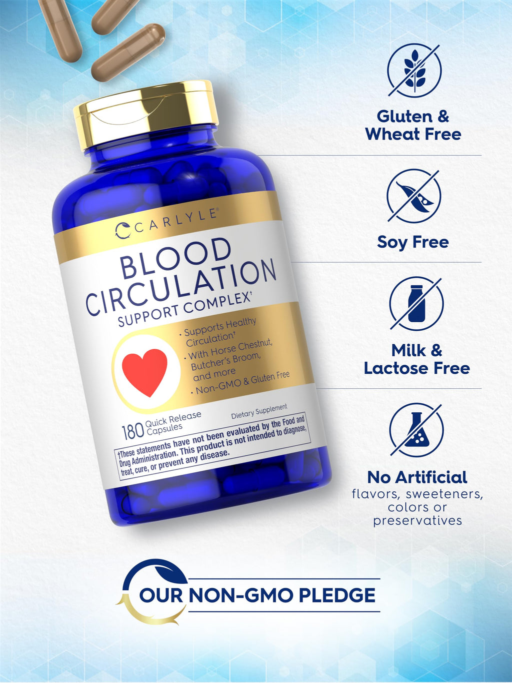 Carlyle Blood Circulation Supplement | 180 Capsules | Supports Healthy Circulation | Non-GMO, Gluten Free