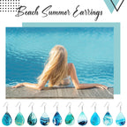 Loetere 16 Pairs Acrylic Ocean Summer Earrings for Women Beach Teardrop Hawaiian Tropical Dangle Earrings Bulk Gift Jewelry(Ocean)
