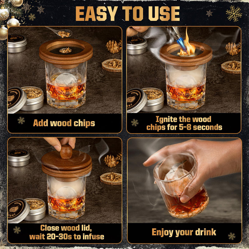 Whiskey Advent Calendar 2026 for Men, 24 Day Bourbon Smoker Infuser Kit for Cocktail and Whisky Lovers, Perfect Christmas for Husband, Dad, Boyfriend, Him(NO Butane, Glass)