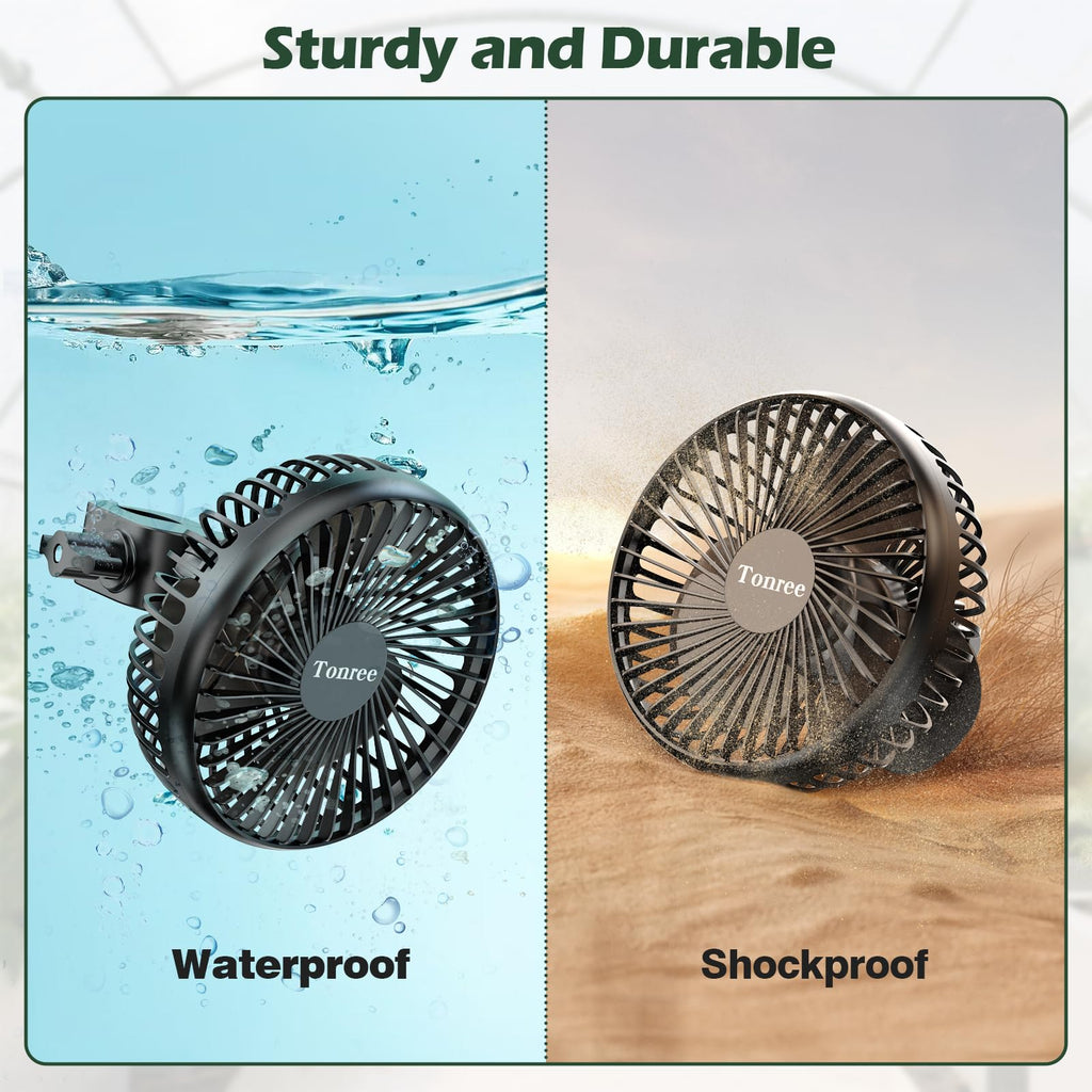 Tonree Grow Tent Fan, 5.5" Greenhouse Clip Fan with Brushless Motor and Non-Slip Clamp, Strong Airflow and Low Noise, 360° Tilt, Easy Mount for Plant Hydroponics Circulation Cooling Ventilation Shed