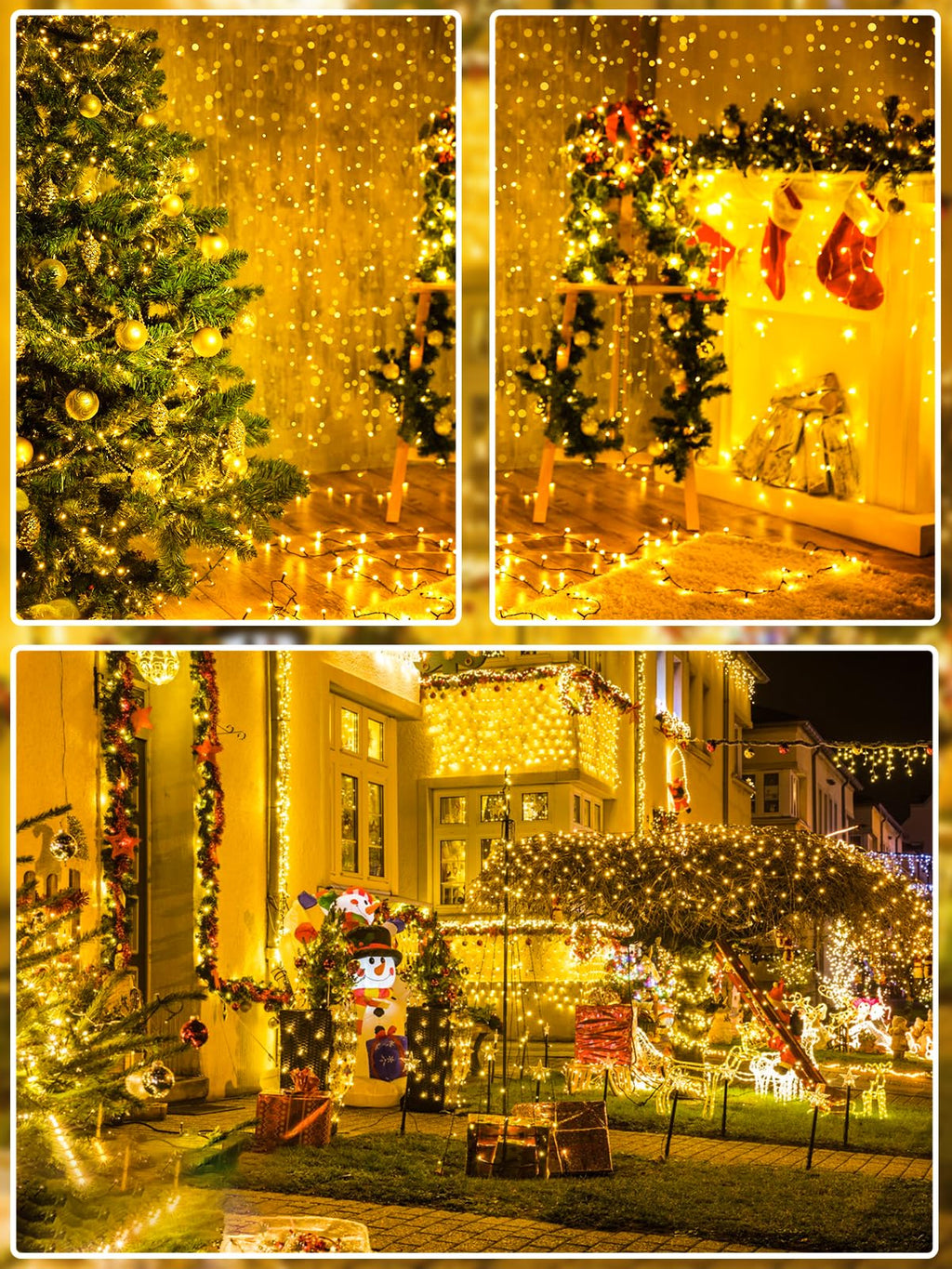 Extendable Christmas String Lights Indoor Outdoor 75.8FT 200 LED Warm White