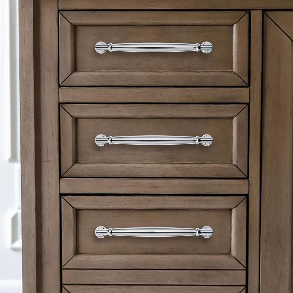 khtumeware 10 Pack 3 Inch(76mm) Polished Chrome Cabinet Pulls Heavy Duty Solid Cabinet Handles Kitchen Cabinet Hardware for Cupboard Drawer Handles