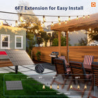 addlon 150FT(144+6) Solar String Lights Outdoor with Remote, Long-Lasting Waterproof Patio Lights, Dimmable & Timable Hanging Solar Light with 45 LED Bulbs for Outside, Yard, Garden, Camping, Gazebo