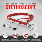 ASA TECHMED Medical Starter Kit – Stethoscope, Durable Blood Pressure Monitor, EMT Shears & Protective Carrying Case – Ideal for Healthcare Students & Professionals, Red