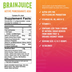 BrainJuice Nootropics Brain Support Supplement, Gluten Free Powder for Energy and Focus, Drink Mix with L Theanine, Alpha GPC, Vitamin B, Organic Green Tea Extract (Active Pomegranate Acai)