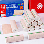 AZEN Premium 40 Pack Elastic Bandage Wrap 6 Inch, Compression Wrap Bandage for Legs, Ankle, Knee, Tummy, Body, Latex-Free, Lymphedema Wraps for Legs