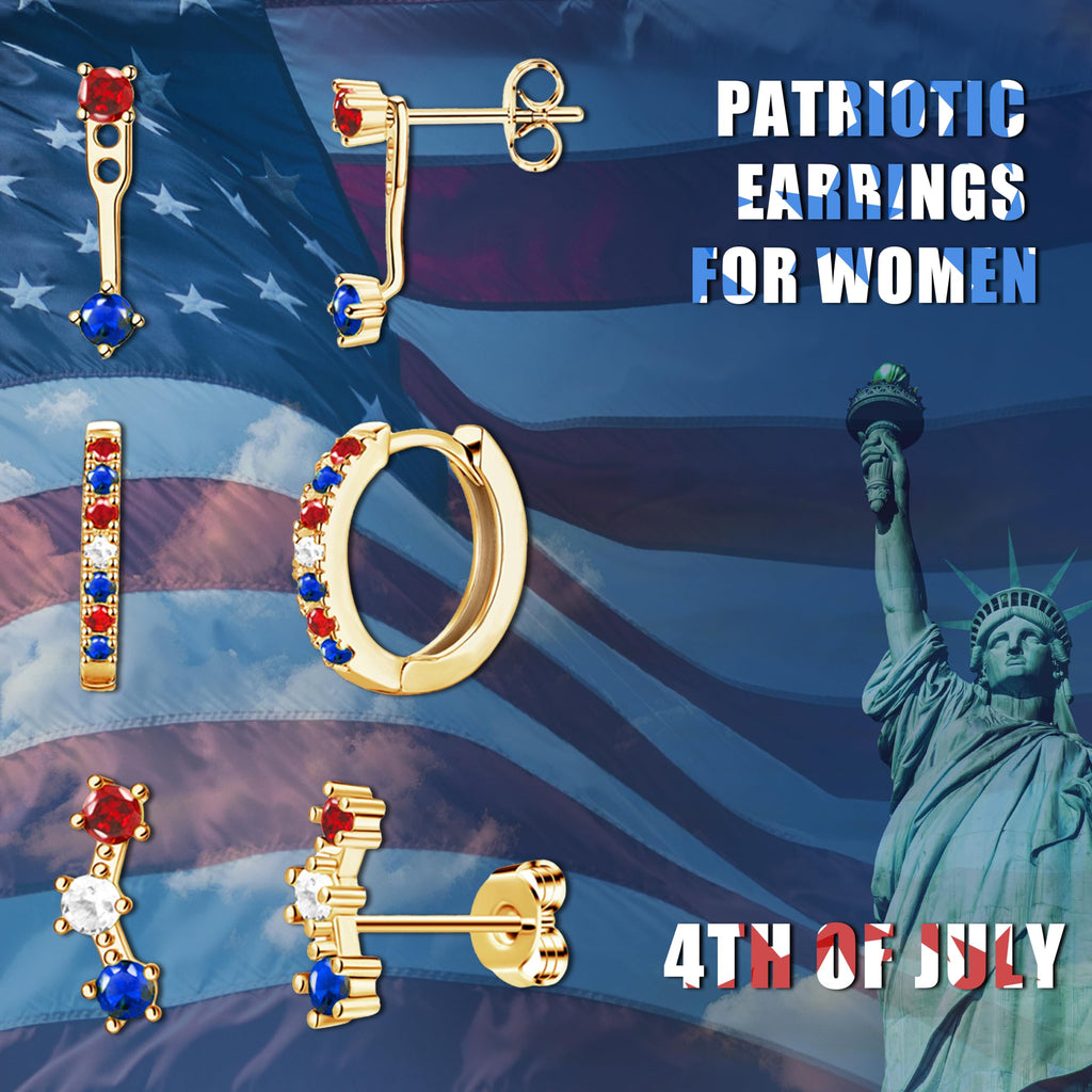 4th of July Earrings for Women Outfits Accessories, 250th Anniversary Fourth of July Deals Independence Day Patriotic Dress Shirts, USA American Flag Red White Blue Hoop Stud Jacket Jewelry