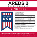Viteyes AREDS 2 Zinc Free Macular Support, Natural Allergen Free Capsules with Vitamin E, Vitamin C, Lutein & Zeaxanthin, No Zinc, No Copper, Eye Doctor Trusted, Manufactured in The USA, 180 Ct