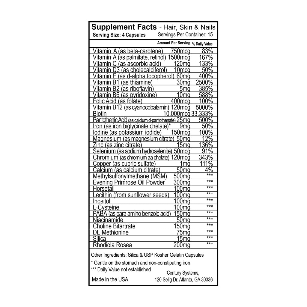 Century Systems H.E.A.L. Quick Hair, Skin & Nails - 60 Capsules