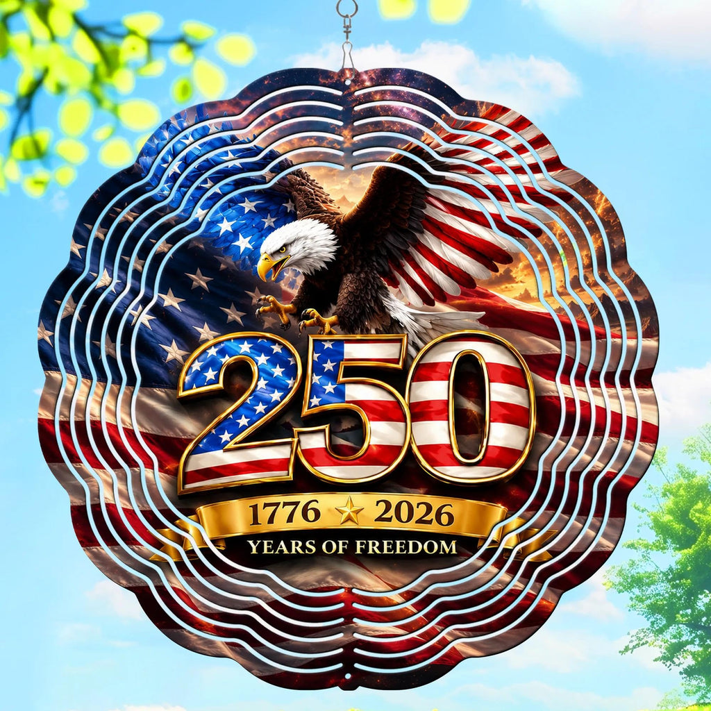 250th Anniversary American Eagle Wind Spinner, Patriotic Wind Spinner Outdoor – Stainless Steel Metal Hanging Spinners 12 in, American Flag 4th of July Patriotic Decor for Garden