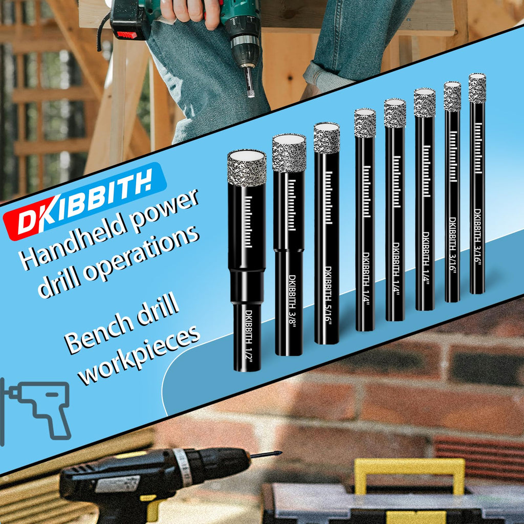 10 pcs 1/4" Diamond Drill Bits for Tile, Porcelain, Ceramic, Granite, Marble, Stone, Glass, Dry Drilling Tile Drill Btis with Storage Case and 1/4" Round Shank