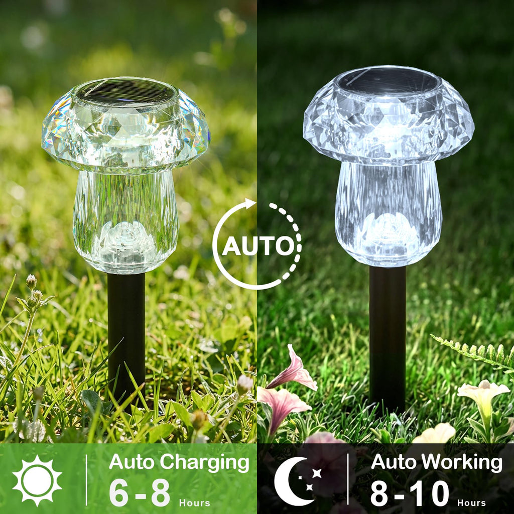 Gorrzai Solar Pathway Lights Outdoor 16 Pack Mushroom Garden Lights Waterproof Solar Powered Yard Lighting for Landscape, Driveway, Path, Walkway, Patio, Outside Garden Decorations, 6000K Cold White