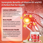 Vitamin D3 K2 Gummies w/Magnesium Sugar Free - 90 Count | D3 Vitamin 5,000 IU + K2(MK-7) 100 mcg - Vegan K2 D3 Vitamin Supplement, Highly Absorbent Supports Bone, Muscle, Mood & Immune(Lychee Flavor)