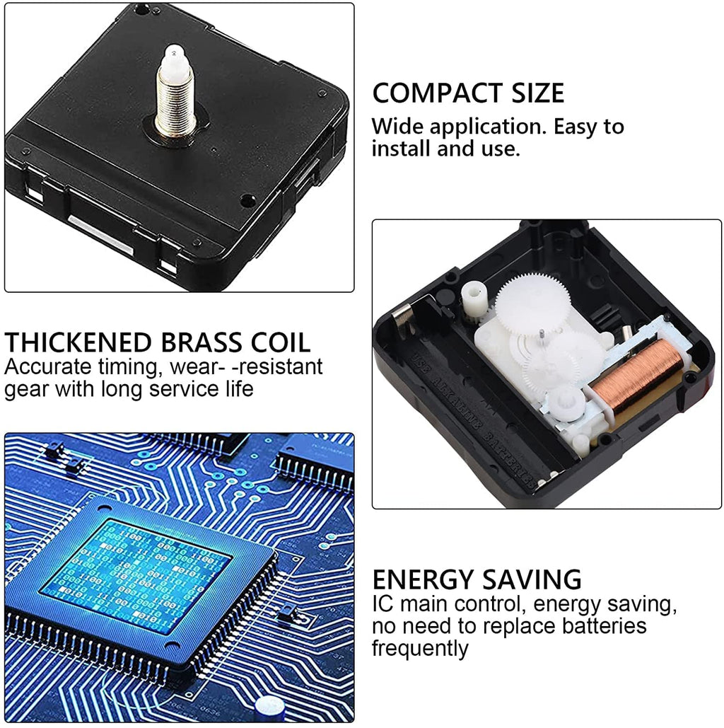 4Pcs Quartz Clock Mechanism Kit, Wall Clock Mechanisms Mattery Powered Replacement, Clock Movement Parts Motor Replacement DIY Repair Parts with 5 Set Hands (No Battery)