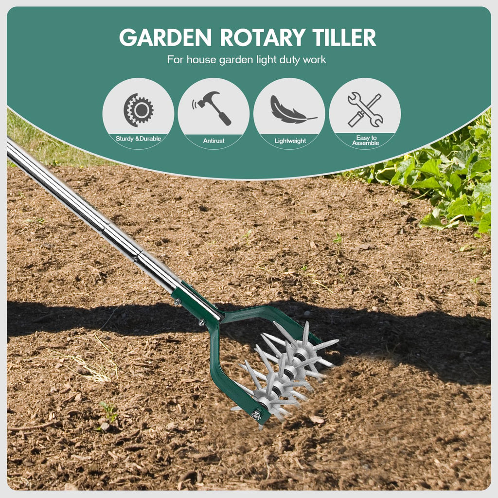 YEELOR Rotary Cultivator Garden Tool with Durable Aluminum Gears