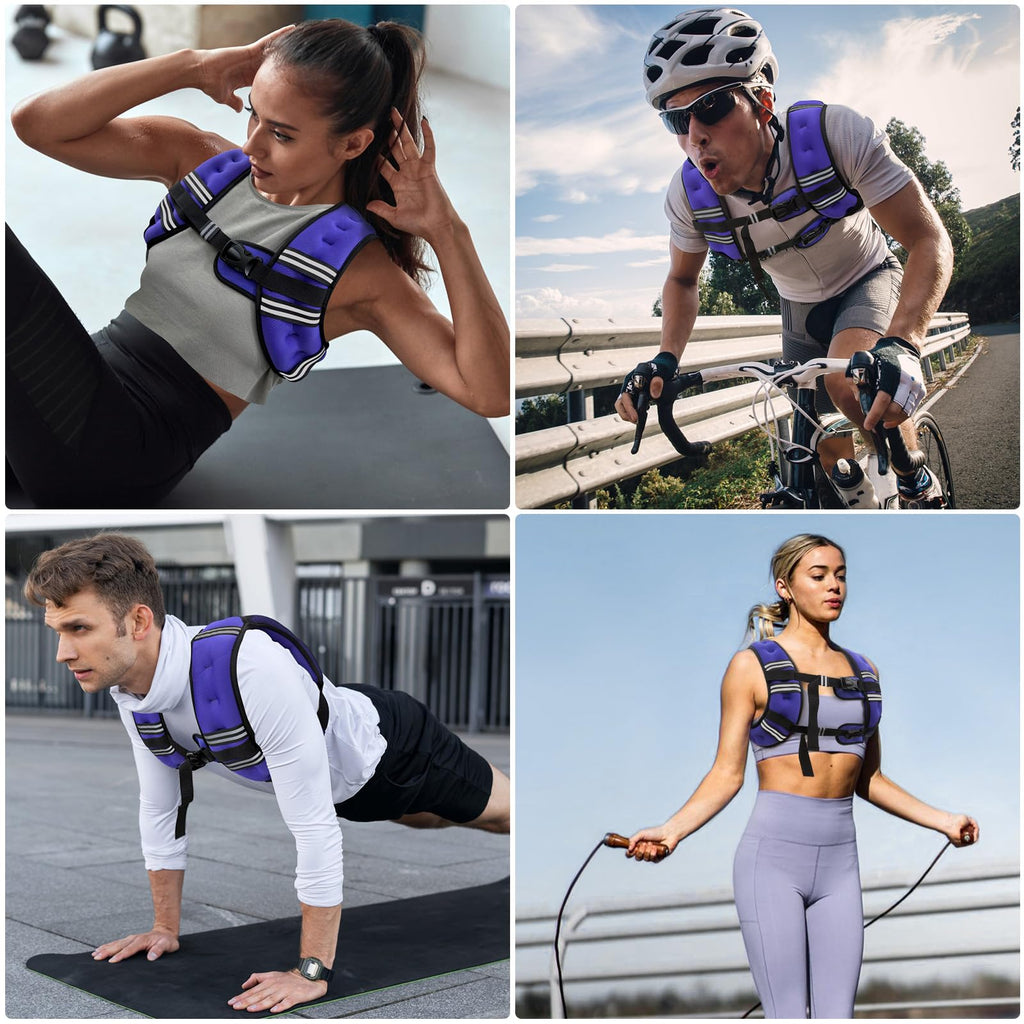 Zeerun Weighted Vest for Women & Men with Reflective Stripe and Adjustable Buckle, Comfortable & Durable Rucking Vest for Walking, Running & Strength Training, 8LBS-Purple