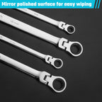 DURATECH 14 * 15 mm Extra Long Flex-Head Ratcheting Wrench, Metric, CR-V Steel