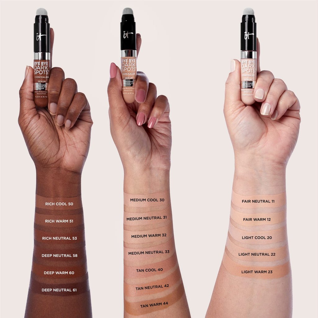 IT Cosmetics Bye Bye Dark Spots Concealer + Brightening Serum – 2% Niacinamide, Hyaluronic Acid & Caffeine - Medium Coverage, Natural Finish, All Skin Types – 12 Fair Warm, 0.22 fl. oz