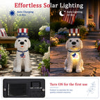 Nacome Solar Dog Garden Statue: American Flag Figurine for Patriotic Outdoor Lawn Porch Patio Yard Decorations - Gifts for Mom Grandma Women