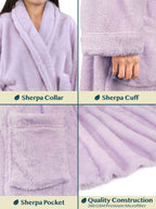 PAVILIA Premium Womens Plush Soft Robe, Sherpa Bathrobe, S/M Light Purple