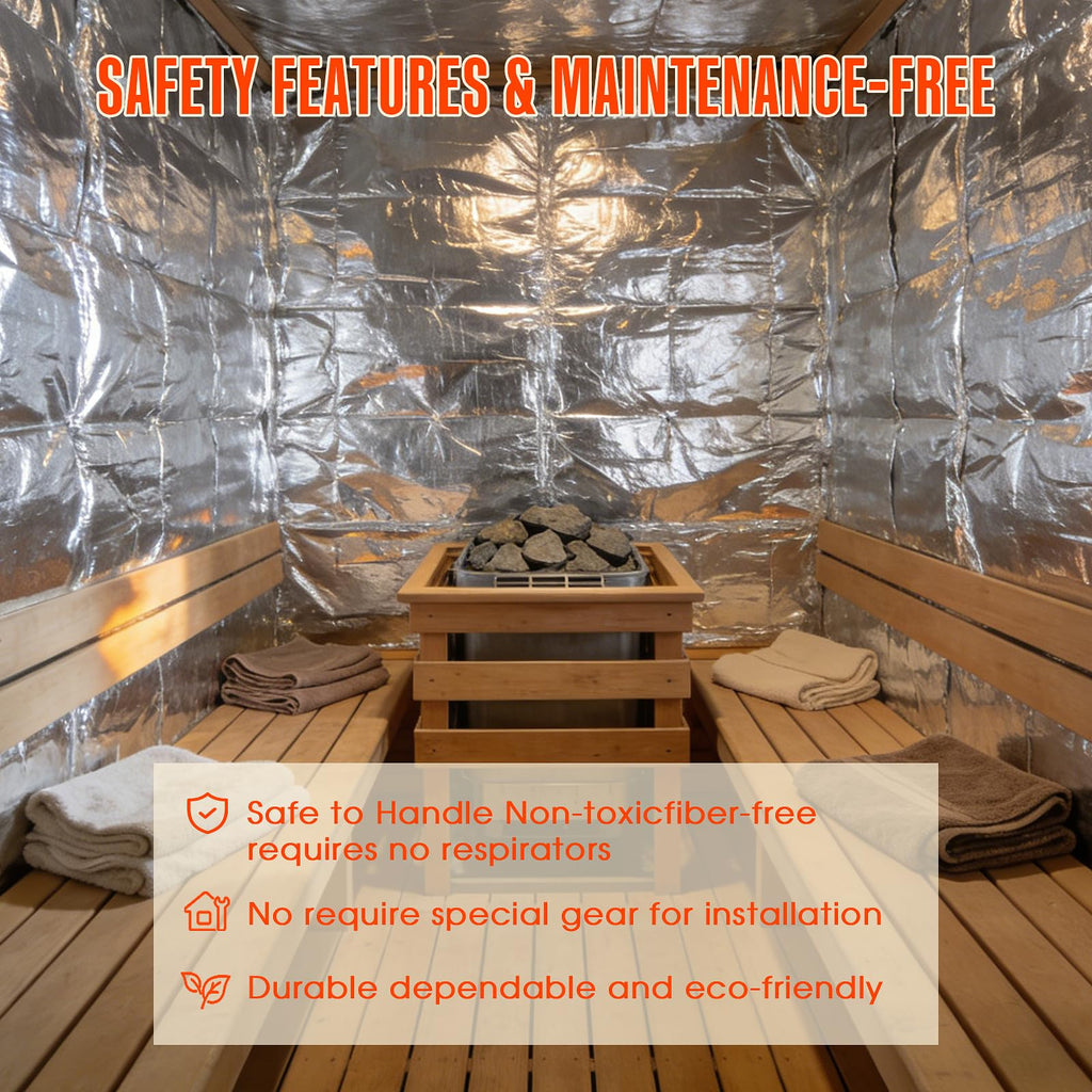 ZXQDRE Sauna Foil Vapor Barrier, 500 sqft Aluminum Insulation Roll Heavy-Duty Non-Perforated Reflective Thermal Barrier for Energy Efficient Sauna, Attic, Garage and Crawl Space (4FT x 125FT)