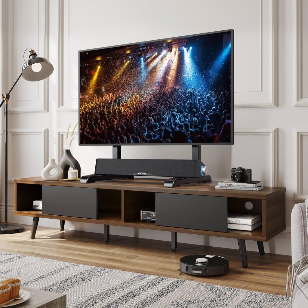 Universal Table Top TV Stand Base Replacement for Most 24 to 86 Inch LCD LED TVs, 7 Height Adjustable TV Legs with Cable Management Hold up to 68kg, Max VESA 800x600mm, Black AX10TB01