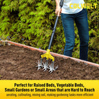 Colwelt Rotary Cultivator Garden Tool 61’’, Hand Tiller Garden Tool with Detachable Aluminum Tines, Cultivators for Gardening Soil or Reseeding Grass, Manual Cultivators & Tillers for Flowers Beds
