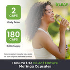 B’Leaf Nature 100% Pure Organic Moringa Oleifera Leaf Powder Capsules I Immune Support I 1000mg per serving I Gluten-Free Non-GMO I Superfood w/ Essential Vitamins & Amino Acids I 180 Veggie Capsules