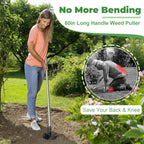 2 in 1 Weed Puller Tool with 60" Long Handle for Yard, Lawn, Patio, Garden