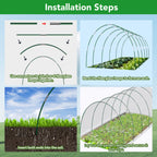 Garden Mesh Netting Kit for Raised Beds, 10x30FT Green Garden Netting ＆6 Sets Fiberglass Garden Hoops, Row Cover Garden Netting Pest Barrier Plant Protection for Vegetable Flowers Fruits