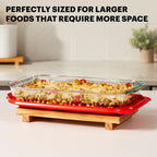 Pyrex Basics 4.8 QT Glass Baking Dish with Plastic Lid, Casserole Dish, Glass Food Container, Oven, Freezer and Microwave Safe, Clear Container