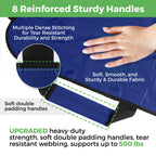 Positioning Bed Pad with 8 Reinforced Padded Handles - Washable Transfer Sheet for Lifting & Repositioning - Quick-Dry Patient Slide Blanket for Caregiver, Bedridden, Elderly - 48" x 40", Blue Ver 2